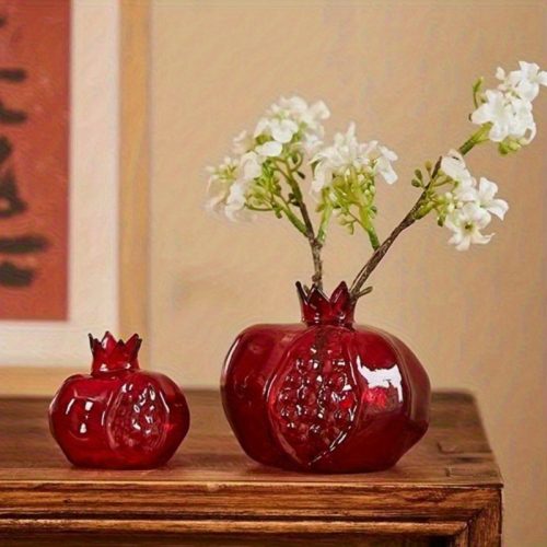 Glass Pomegranate Vase 2pcs Set - Desktop Decoration, Can Be Flower Containeru002FHydroponic Pot, Ornament, Suitable for Home, Restaurant, Hall Placement, Texture Gift Choice, Decorative Ornaments Gift