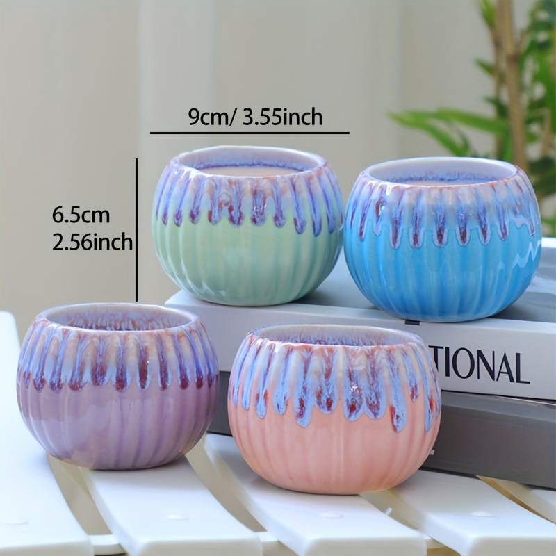 Hand-glazed Cream Pumpkin Succulent Flowerpot | Colorful Ceramic Gardening Breathable Pot | Succulent Plantingu002F Home Decorationu002F Niche Gift-giving Artifact (artisan Handiwork, Cute Design, Gardening Aesthetic Style) Gardening Gift,home Decor - Image 6
