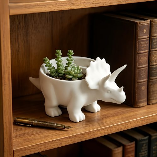 1pc Cute Triceratops Dinosaur Succulent Planter - Animal Shaped Desktop Small Pot, Desktop Succulent Planter Organizer, Indoor Greenery Special Small Vase, Creative Bar Decor for Coffee Shopu002FFlower Shopu002FHotel