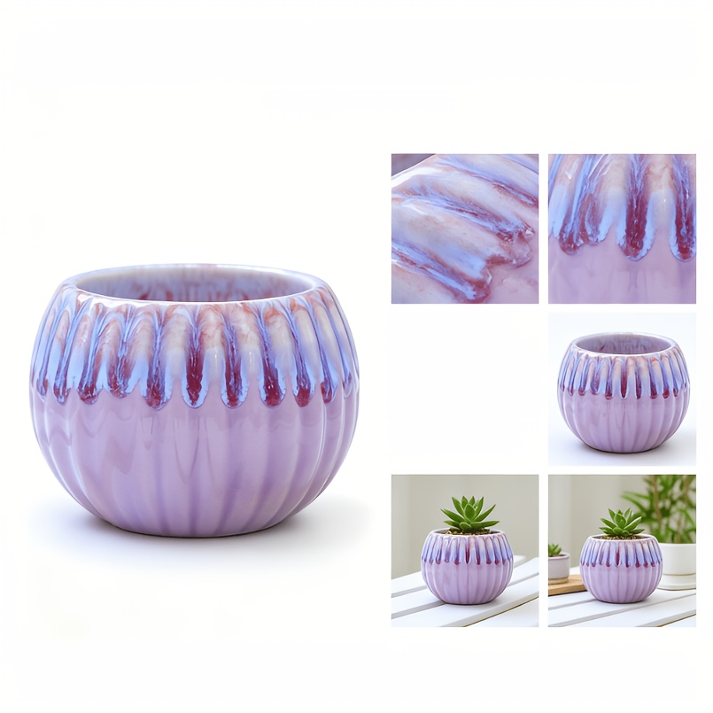 Hand-glazed Cream Pumpkin Succulent Flowerpot | Colorful Ceramic Gardening Breathable Pot | Succulent Plantingu002F Home Decorationu002F Niche Gift-giving Artifact (artisan Handiwork, Cute Design, Gardening Aesthetic Style) Gardening Gift,home Decor - Image 4