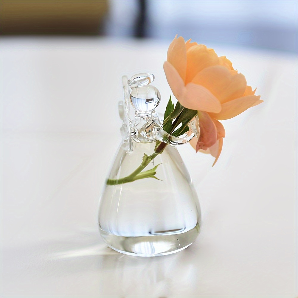 Modern Glass Flower Vase Compatible for Fresh or Artificial Flowers - Cylindrical Round Vase with Smooth Sides, Minimalist Wedding Centerpiece, Table Centerpiece for Coffee Table, Dining Table Decor - Glass Vase for Décor