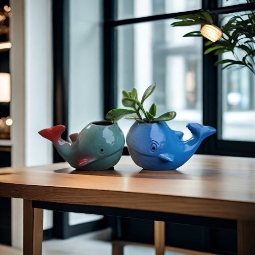 1pc Creative Cartoon Whale Animal Watering Planter Pot, Indoor Outdoor Decorative Art Vase for Home Decoration, Irregular Shape, Unique Design for Plants and Flowers