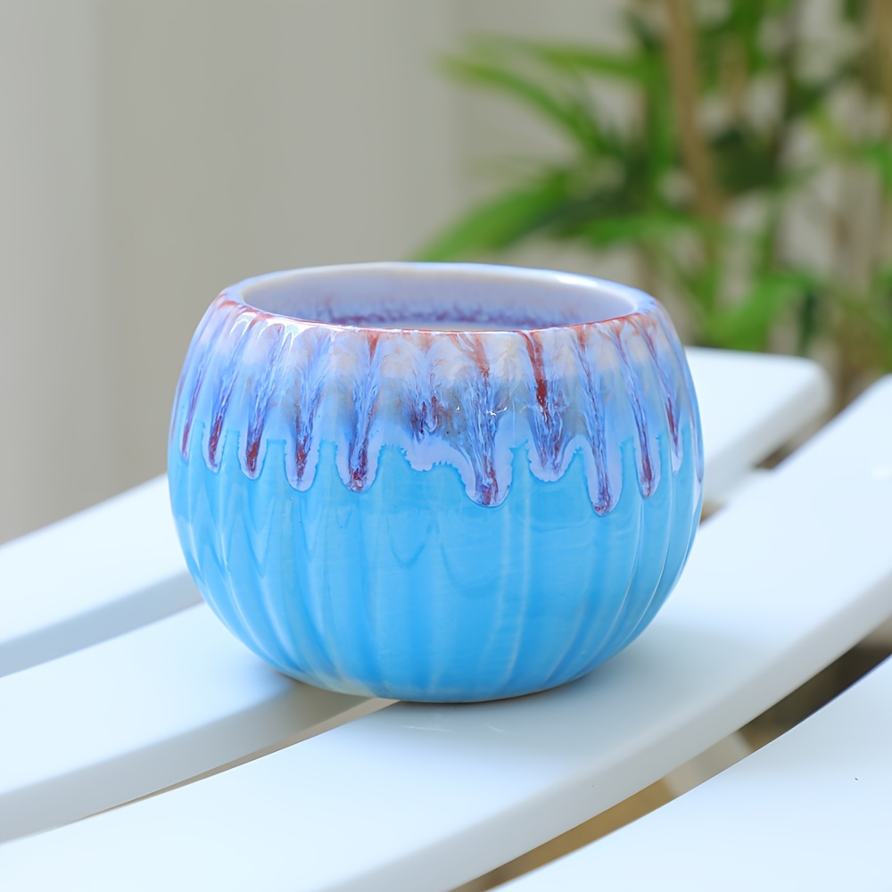 Hand-glazed Cream Pumpkin Succulent Flowerpot | Colorful Ceramic Gardening Breathable Pot | Succulent Plantingu002F Home Decorationu002F Niche Gift-giving Artifact (artisan Handiwork, Cute Design, Gardening Aesthetic Style) Gardening Gift,home Decor - Image 7