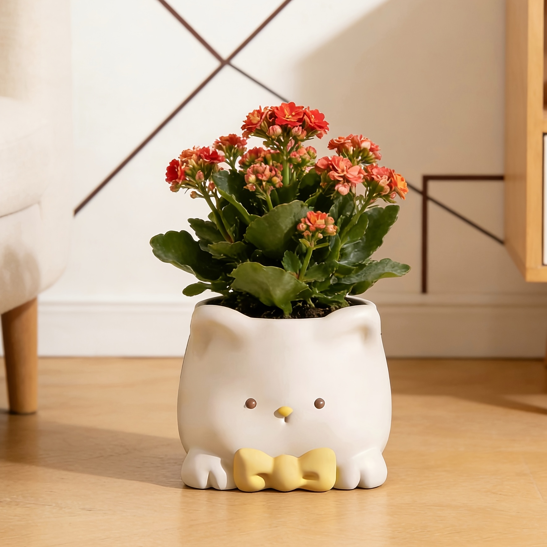 1pc 1pcs Cute Cat-Shaped Ceramic Planter Pot with Drainage Hole - Suitable for Phalaenopsis Orchids, Strelitzia, Succulents, Cacti - u002FOutdoor Floor Plant Pot for Balcony,, Entryway Decor - Polished Ceramic Flower Pot for Potted Gardening Gift,home - Image 11