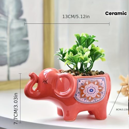 1pc, Succulent Planter, Ceramic Flower Pot, Animal Creative Flower Pot, Home Gardening Planter, Gardening Supplies (Plants Not Included) gardening gift home decor