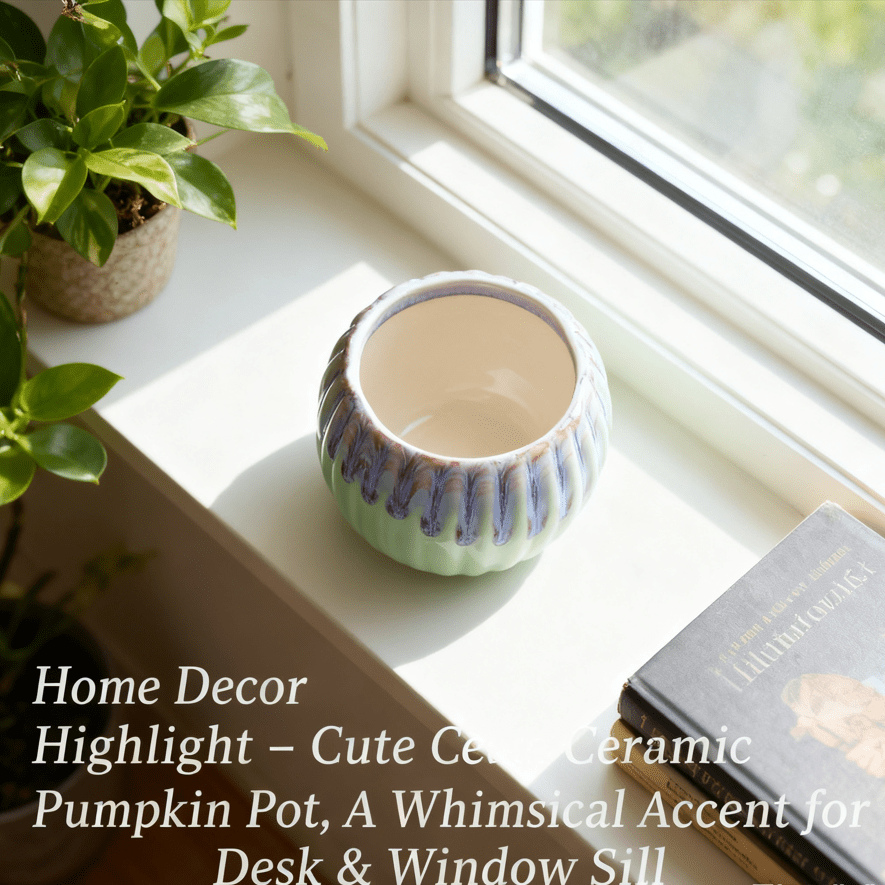 Hand-glazed Cream Pumpkin Succulent Flowerpot | Colorful Ceramic Gardening Breathable Pot | Succulent Plantingu002F Home Decorationu002F Niche Gift-giving Artifact (artisan Handiwork, Cute Design, Gardening Aesthetic Style) Gardening Gift,home Decor - Image 5