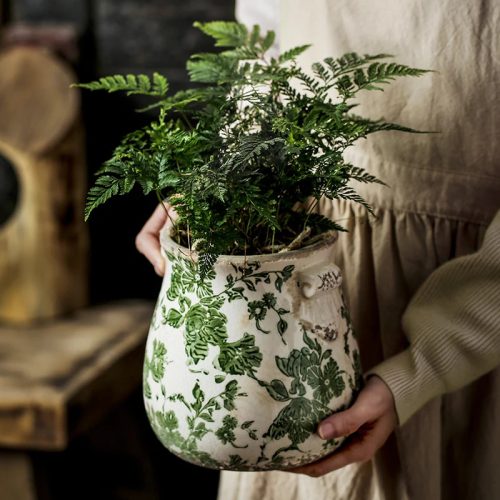Double Ear Retro Vintage Ceramic Flower Pots Water Culture Vessels Fresh Flowers Horticulture Orchids And Succulent Creative Bal Gardening Gift Home Decor