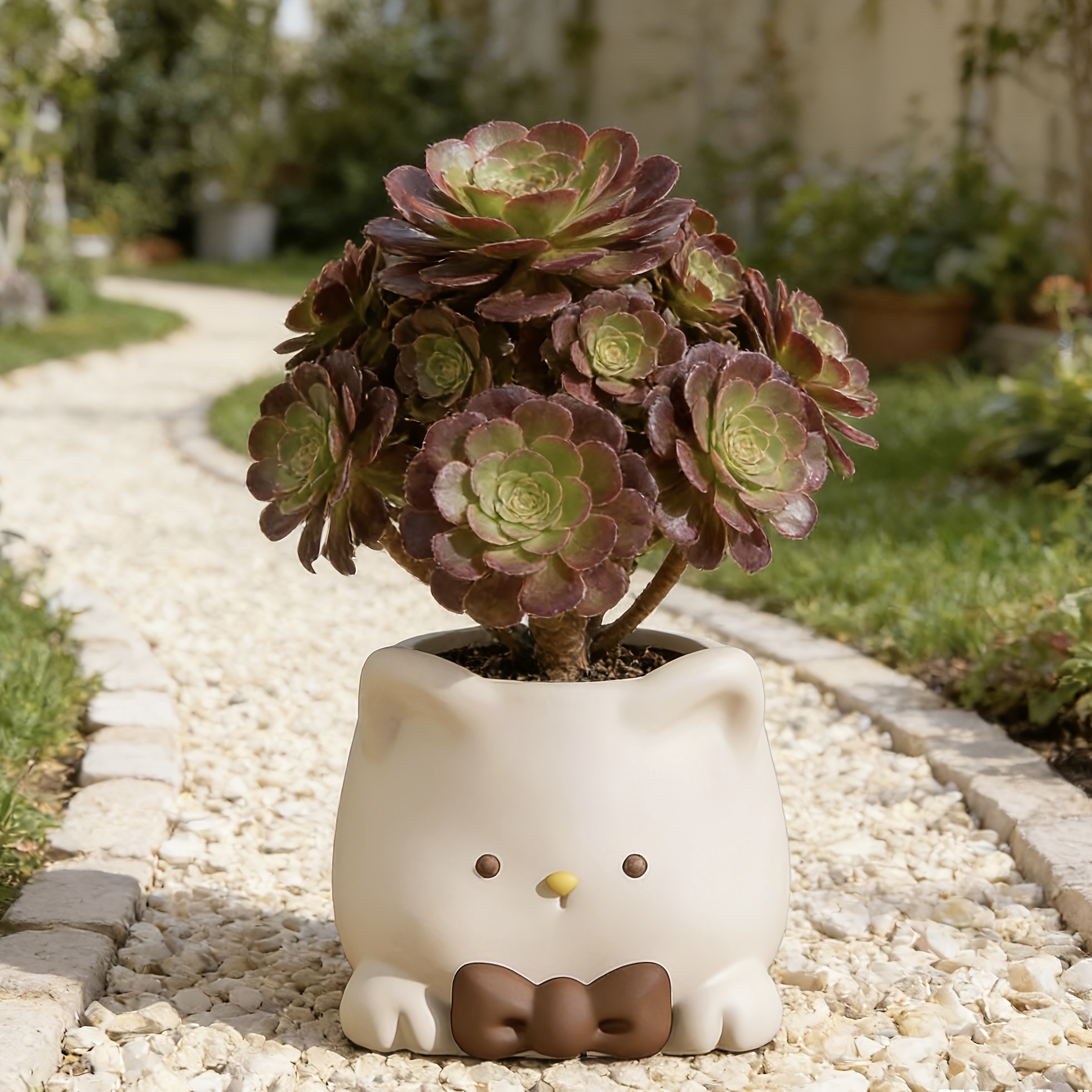 1pc 1pcs Cute Cat-Shaped Ceramic Planter Pot with Drainage Hole - Suitable for Phalaenopsis Orchids, Strelitzia, Succulents, Cacti - u002FOutdoor Floor Plant Pot for Balcony,, Entryway Decor - Polished Ceramic Flower Pot for Potted Gardening Gift,home - Image 4