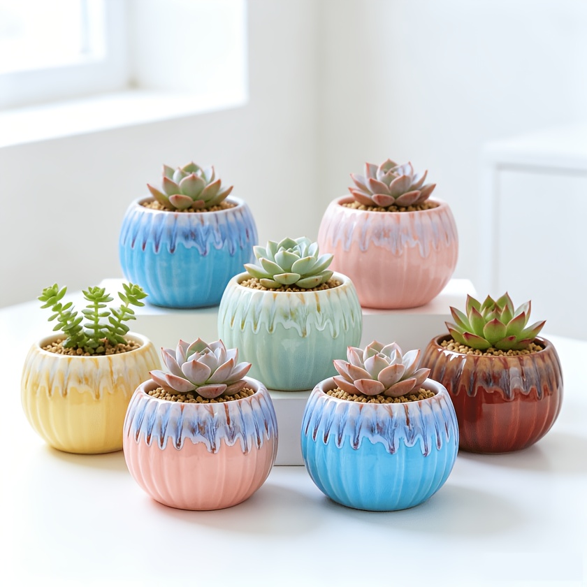 Hand-glazed Cream Pumpkin Succulent Flowerpot | Colorful Ceramic Gardening Breathable Pot | Succulent Plantingu002F Home Decorationu002F Niche Gift-giving Artifact (artisan Handiwork, Cute Design, Gardening Aesthetic Style) Gardening Gift,home Decor - Image 3