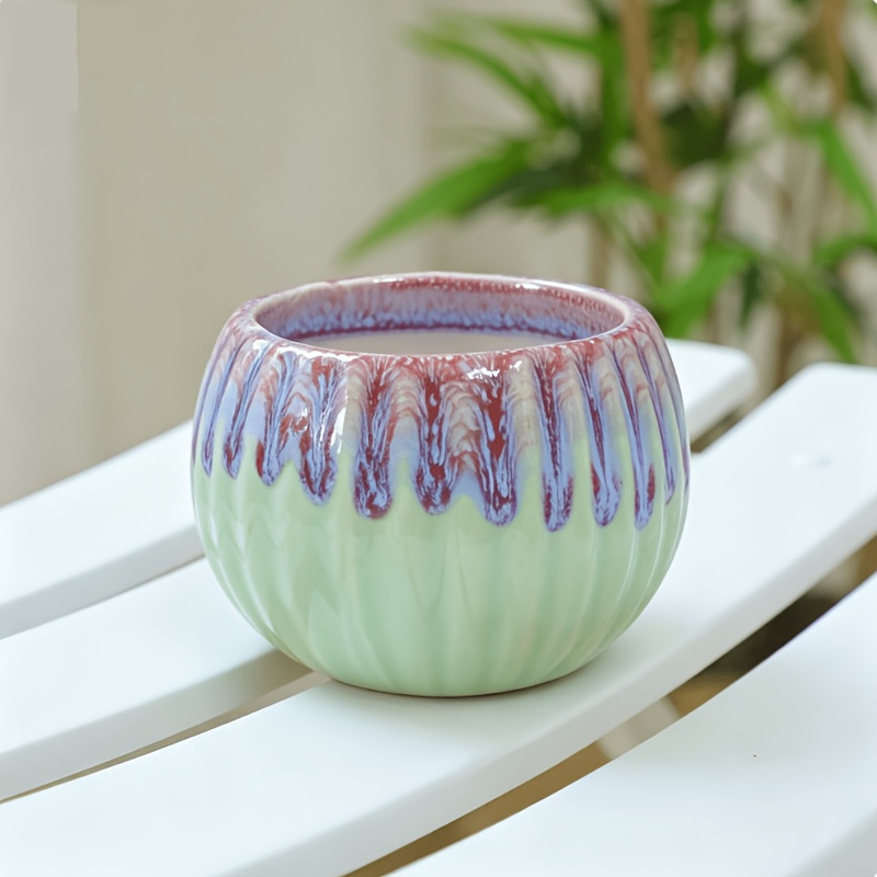 Hand-glazed Cream Pumpkin Succulent Flowerpot | Colorful Ceramic Gardening Breathable Pot | Succulent Plantingu002F Home Decorationu002F Niche Gift-giving Artifact (artisan Handiwork, Cute Design, Gardening Aesthetic Style) Gardening Gift,home Decor - Image 9