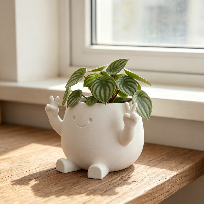 1pc 3D Printed Cartoon Rock Style Planter, Smiling Face Flower Pot, Premium Plastic Material, Cute Character Design, Perfect Home for Coins, Succulents, And More, Also a Clever Pen Holder, Ideal for Literary Youth, Flower Lovers - Image 6
