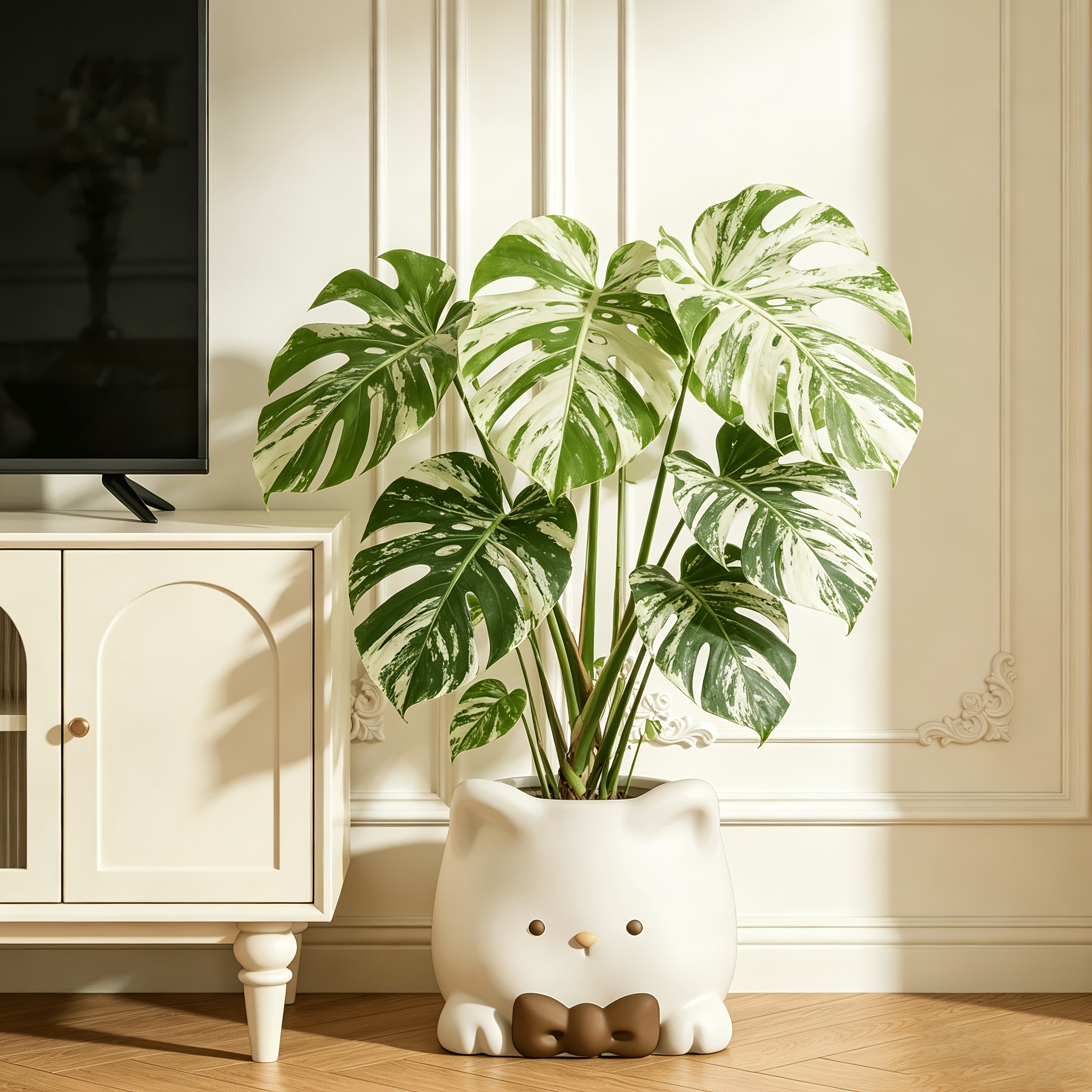 1pc 1pcs Cute Cat-Shaped Ceramic Planter Pot with Drainage Hole - Suitable for Phalaenopsis Orchids, Strelitzia, Succulents, Cacti - u002FOutdoor Floor Plant Pot for Balcony,, Entryway Decor - Polished Ceramic Flower Pot for Potted Gardening Gift,home - Image 6