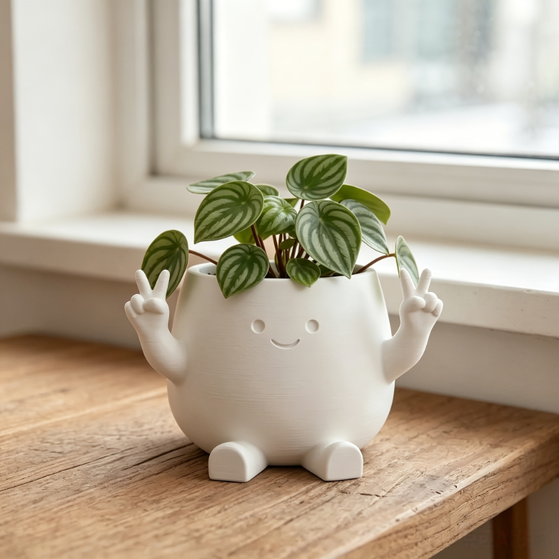 1pc 3D Printed Cartoon Rock Style Planter, Smiling Face Flower Pot, Premium Plastic Material, Cute Character Design, Perfect Home for Coins, Succulents, And More, Also a Clever Pen Holder, Ideal for Literary Youth, Flower Lovers - Image 7