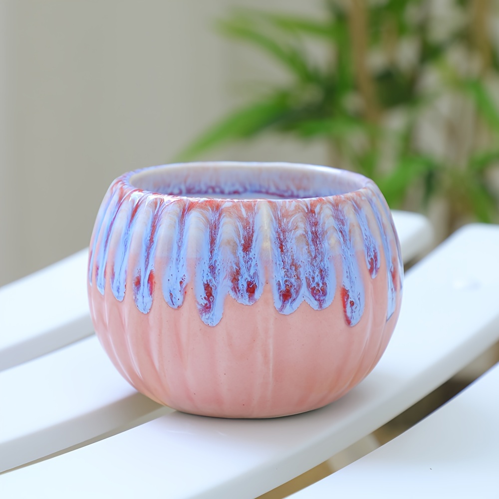 Hand-glazed Cream Pumpkin Succulent Flowerpot | Colorful Ceramic Gardening Breathable Pot | Succulent Plantingu002F Home Decorationu002F Niche Gift-giving Artifact (artisan Handiwork, Cute Design, Gardening Aesthetic Style) Gardening Gift,home Decor - Image 8