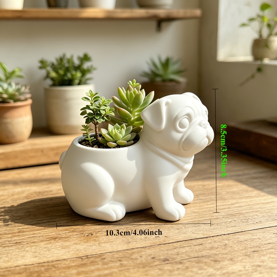 Pug-Shaped Succulent Planter & Desktop Storage Box - Cute Pug Pot Suitable for Plants or Small Organizers, Lightweight Plastic u002FOutdoor Use with Pug-Themed, Irregular Shape for Office Decor, Multi-Functional Holder Gardening Gift,home Decor - Image 5