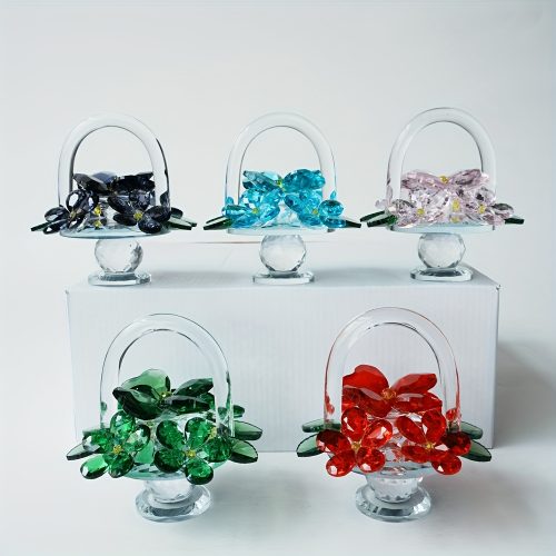 Multi-colored Crystal Flower Basket, an Exquisite Home Decor Piece. Perfect for Arranging on Desks, Living Rooms, or Bedrooms. Place It on the Coffee Table in the Living Room and Add a Few Fresh Flowers—it Instantly Becomes the Focal Point
