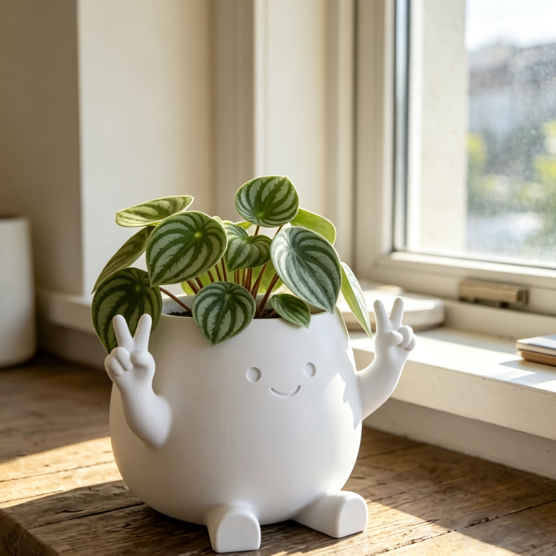 1pc 3D Printed Cartoon Rock Style Planter, Smiling Face Flower Pot, Premium Plastic Material, Cute Character Design, Perfect Home for Coins, Succulents, And More, Also a Clever Pen Holder, Ideal for Literary Youth, Flower Lovers
