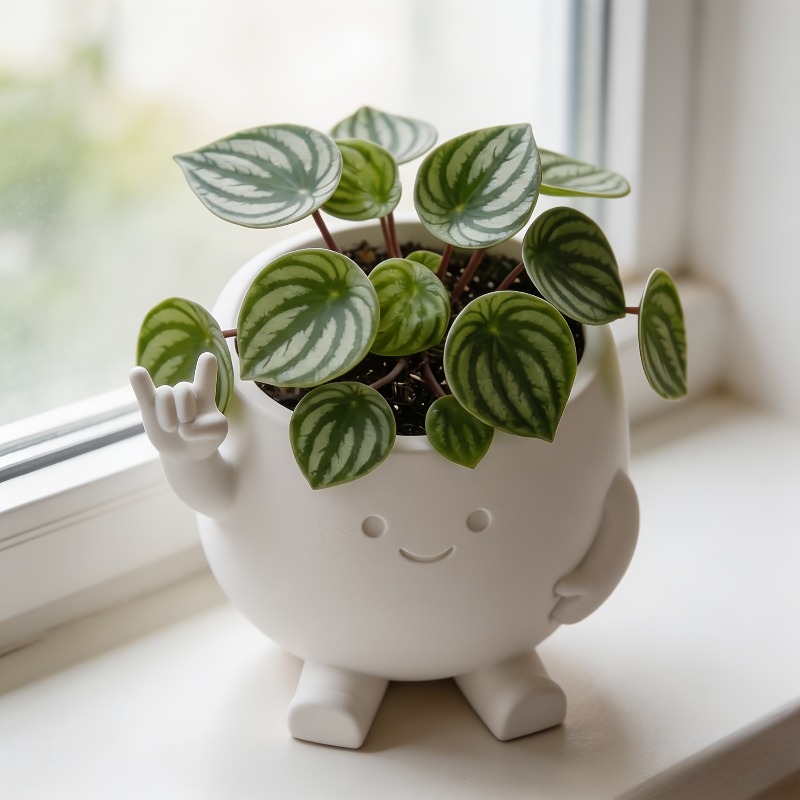 1pc 3D Printed Cartoon Rock Style Planter, Smiling Face Flower Pot, Premium Plastic Material, Cute Character Design, Perfect Home for Coins, Succulents, And More, Also a Clever Pen Holder, Ideal for Literary Youth, Flower Lovers - Image 3