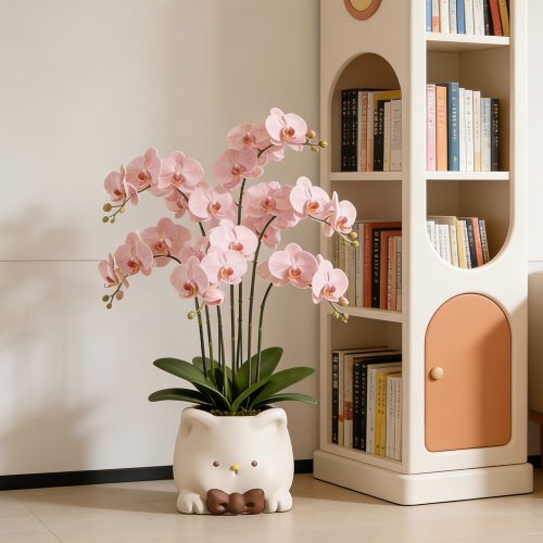 1pc 1pcs Cute Cat-Shaped Ceramic Planter Pot with Drainage Hole - Suitable for Phalaenopsis Orchids, Strelitzia, Succulents, Cacti - u002FOutdoor Floor Plant Pot for Balcony,, Entryway Decor - Polished Ceramic Flower Pot for Potted Gardening Gift,home