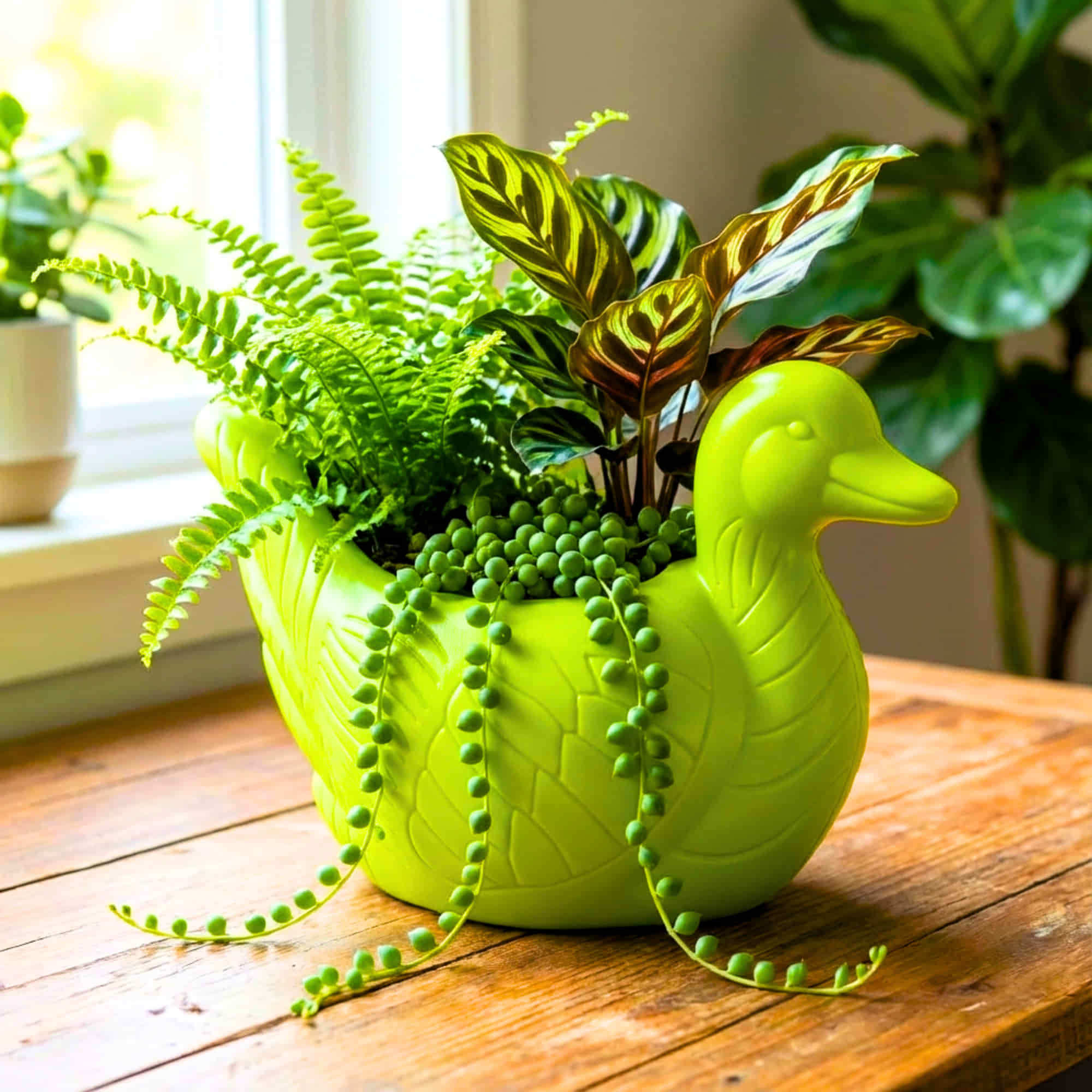 Duckshapedplanter_decorativeduckplanter_indoorduckplanter_plasticduckplanter_duckplantpot_duckflowerpot_animalshapeplanter_cuteindoorplanter_decorativeindoorplanter_mode
